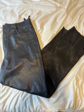 Tanner Ave Italian Lamb Leather Wide-Leg Pants